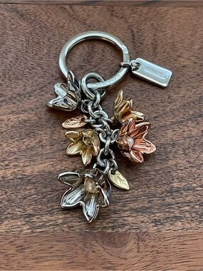 COACH Mixed Metal Lotus Flower Bag Charm